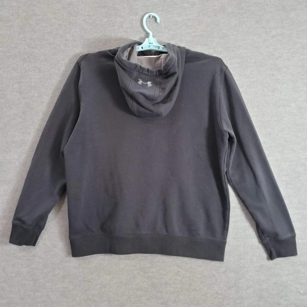 Under‎ Armour Boys Sweatshirt XL Black Hoodie Full Zip Logo Fitted ColdGear
